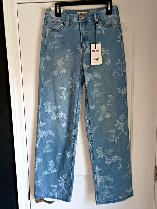 Oat New York Denim - NEW! OAT FLORAL WIDE LEG HIGH RISE JEANS SZ 6/28